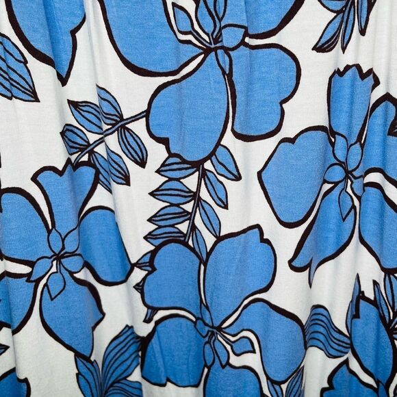 Nicole Miller New York Tropical Floral Midi Dress Pockets Blue White Plus 1X NWT - Picture 7 of 10